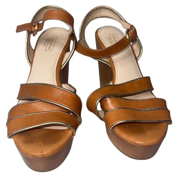 |EUC| COACH Nikkie Strappy Wood Block Heels - Picture 2 of 7